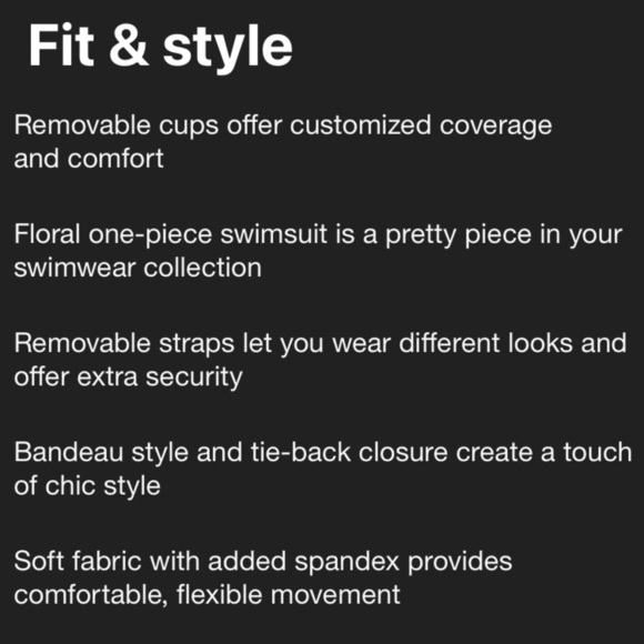 Navy and Coral Floral Convertible Strapless One Piece Swim suit - Picture 6 of 12